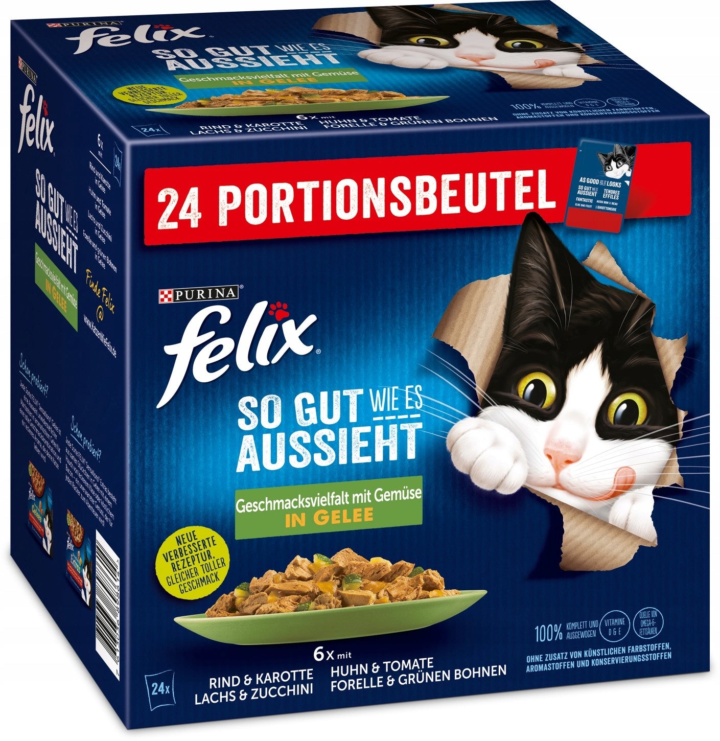 Felix Fantastic Cat Food Mix of Flavours with Vegetables 24x85g Jelly 2kg