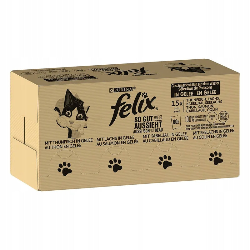 Felix Fantastic in jelly, 120 x 85 g - Tuna, salmon, cod, charm