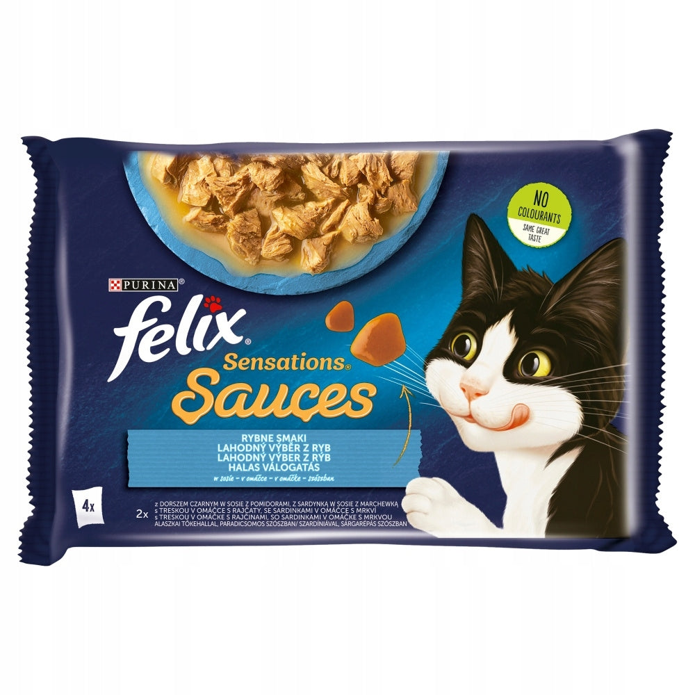 Felix Sensations Sauces wet cat food fish flavors with vegetables 4 x85g