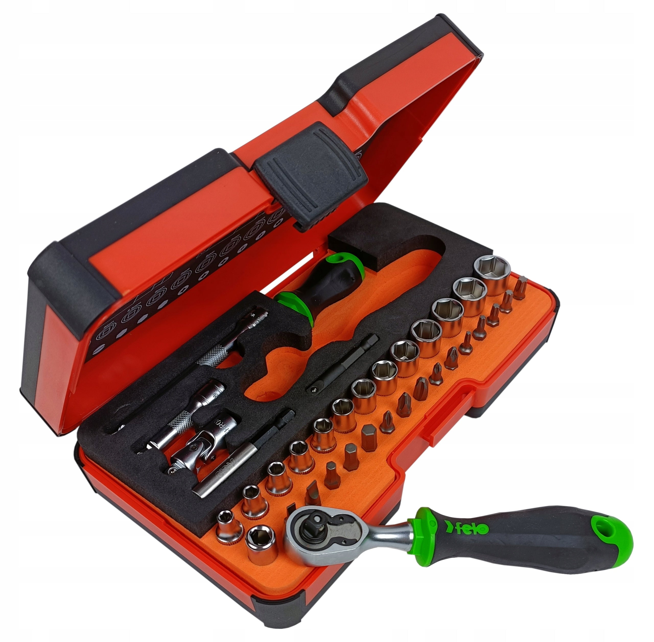 Felo R-GO XL wrench set 4-14 mm with 1/4" ratchet and PZ Torx PH bits EAN (GTIN) 4007157615473