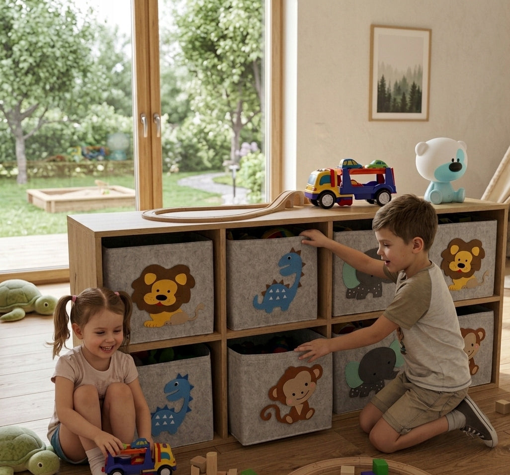 Felt container for children's toys 29x29x29 basket different animals MIX