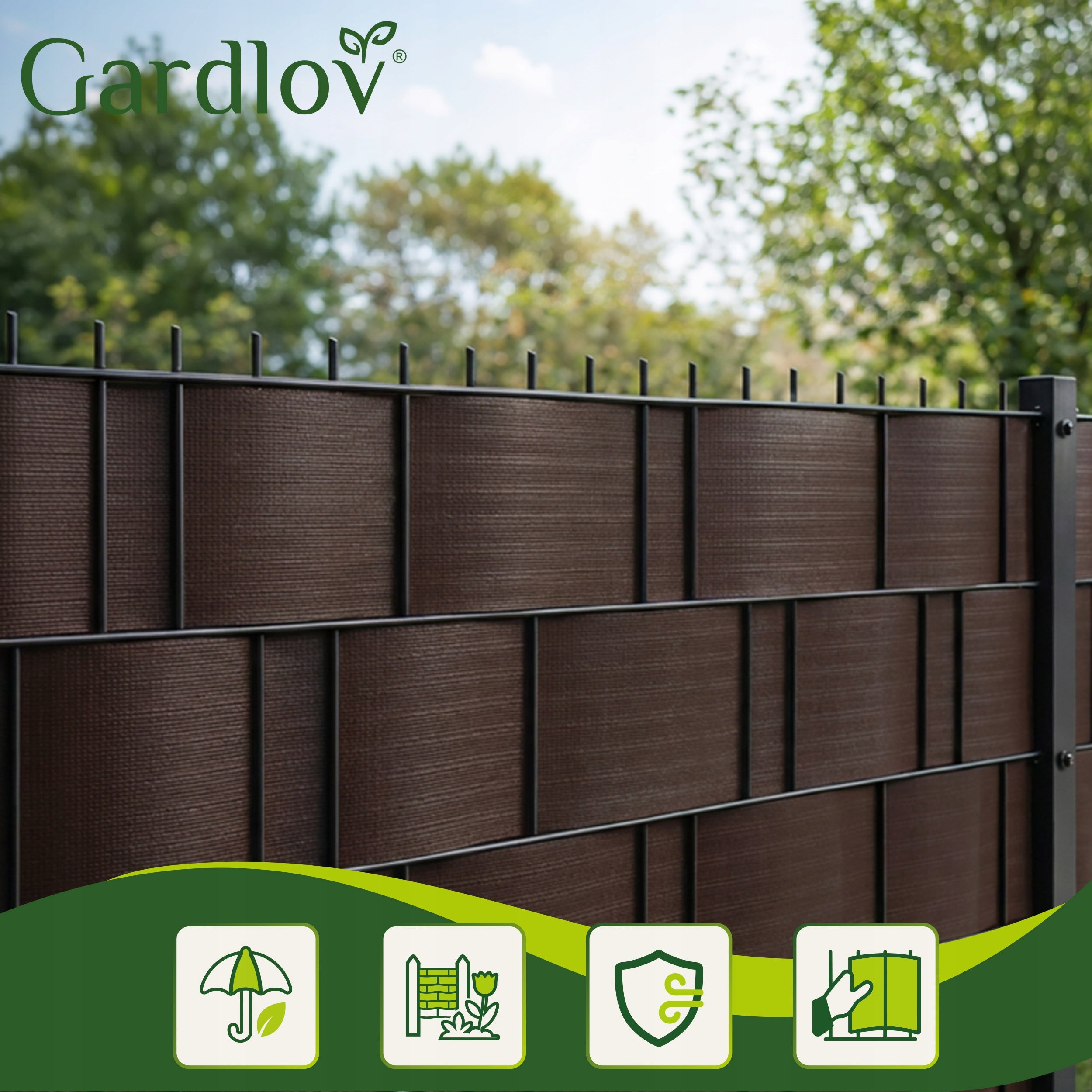 Fence Tape Panel Cover Fence Brown 19x35cm 25 Clips Height 0.19 m
