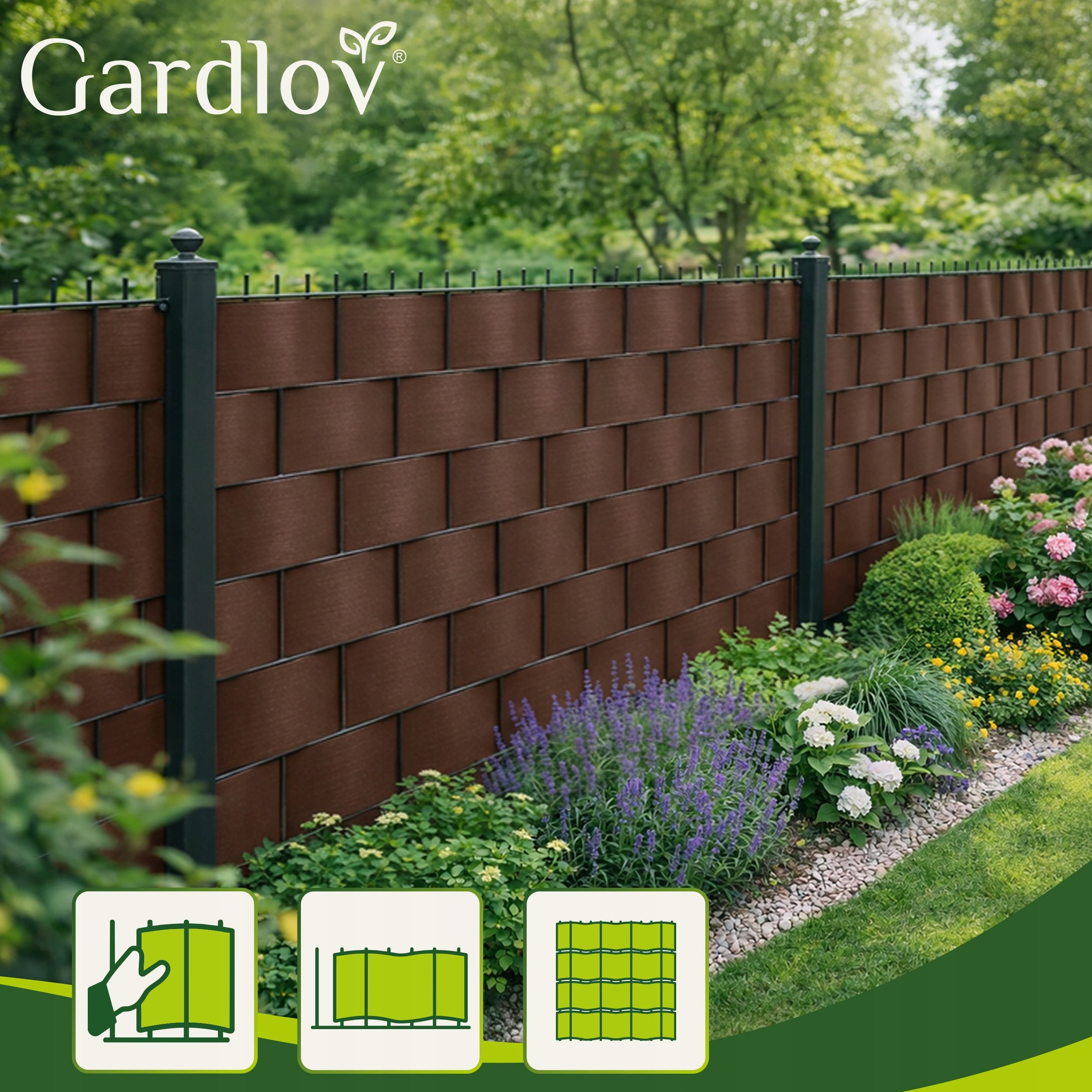 Fence Tape Panel Cover Fence Brown 19x35cm 25 Clips Kind fencing tape
