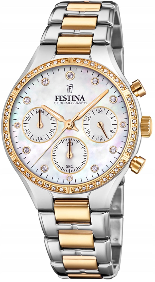 Festina stainless steel ladies watch wristwatch silver gold UF20402/1