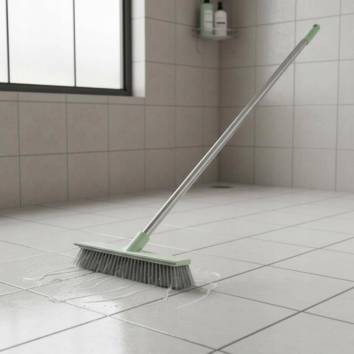 Fiber Floor Brush Heavy Duty Long Handle Scrub Brush Black Hard Telescopic Packaging status original