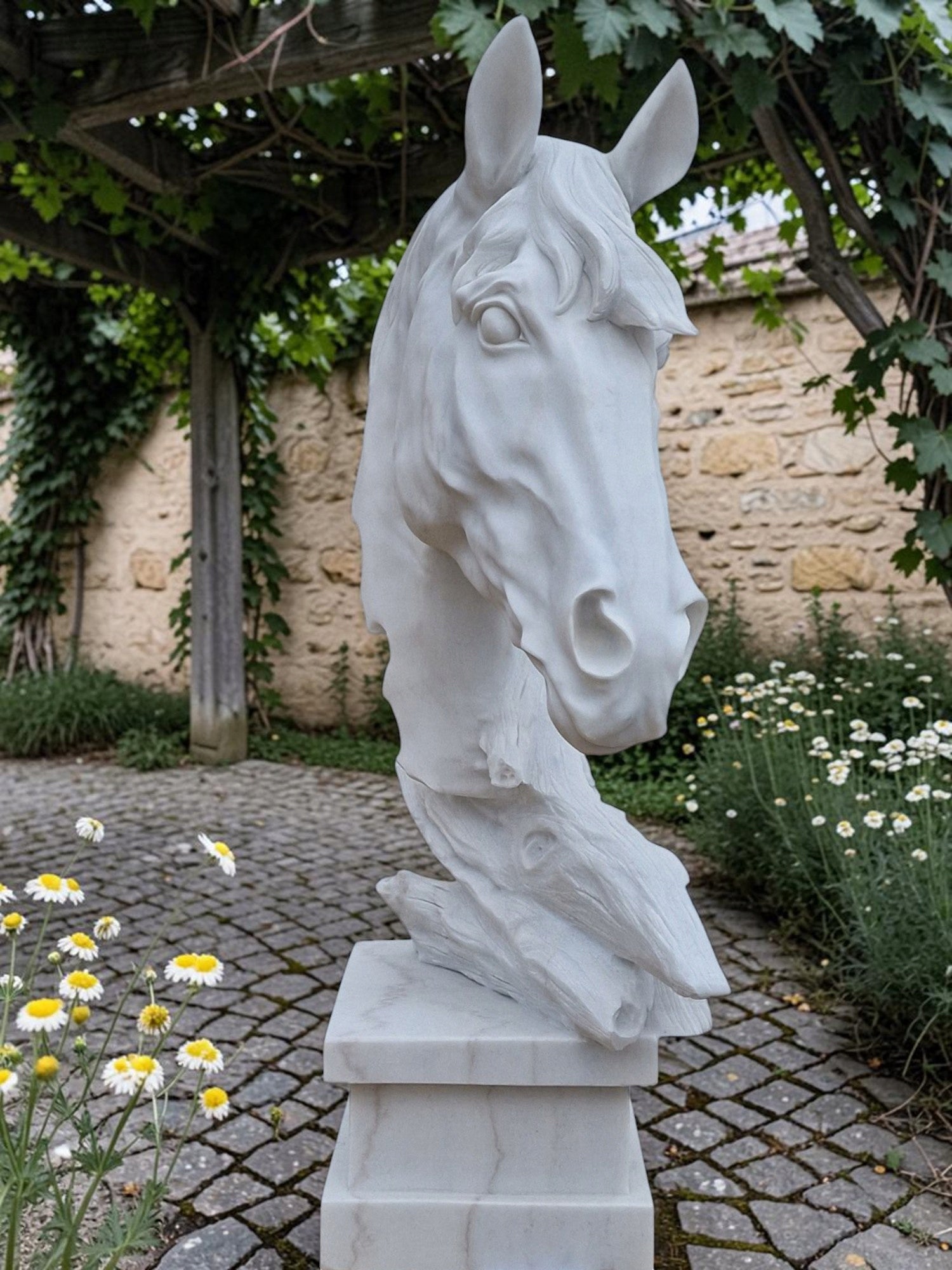 Figure horse head from concrete conglomerate fountain Horse Ag-Bet Type sculpture (figure)