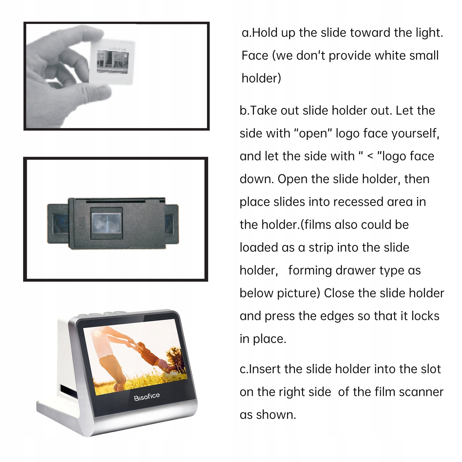 Film and slide scanner Bisofice for films 135 (36*24 mm)/126KPK/movies 110 Printing technology other