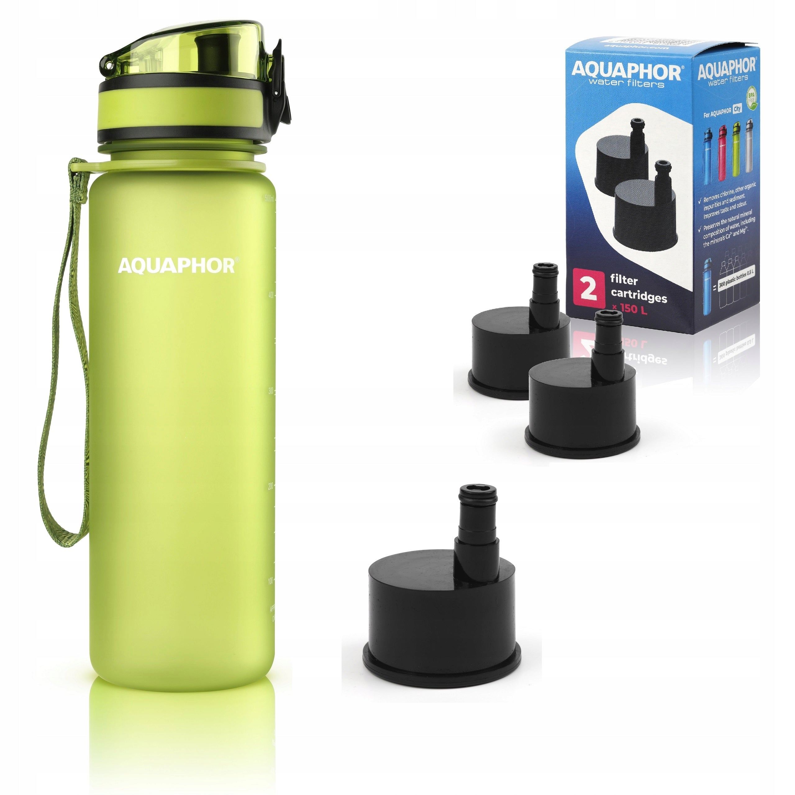 Filter Bottle Aquaphor City Green Bottle with Filter 0,5L 3 Cartridges EAN (GTIN) 5904121130545