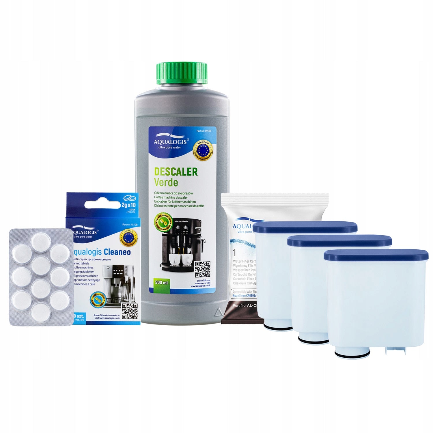 Filter For Saeco AL-Clean Express + Descaler 500ml + Cleaneo 10 pcs.