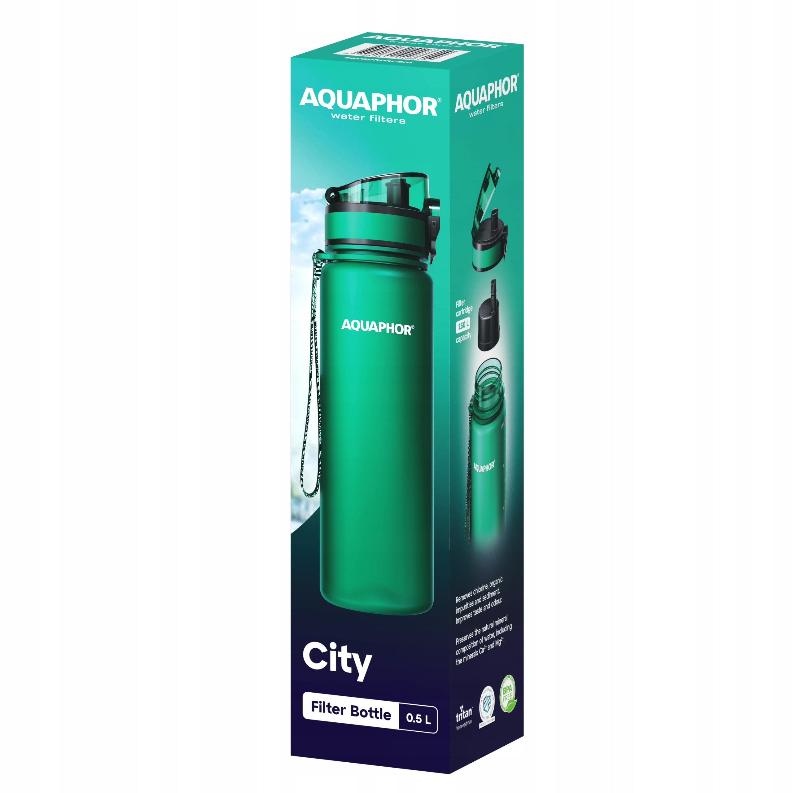 Filter bottle Aquaphor City 0,5 l forest green