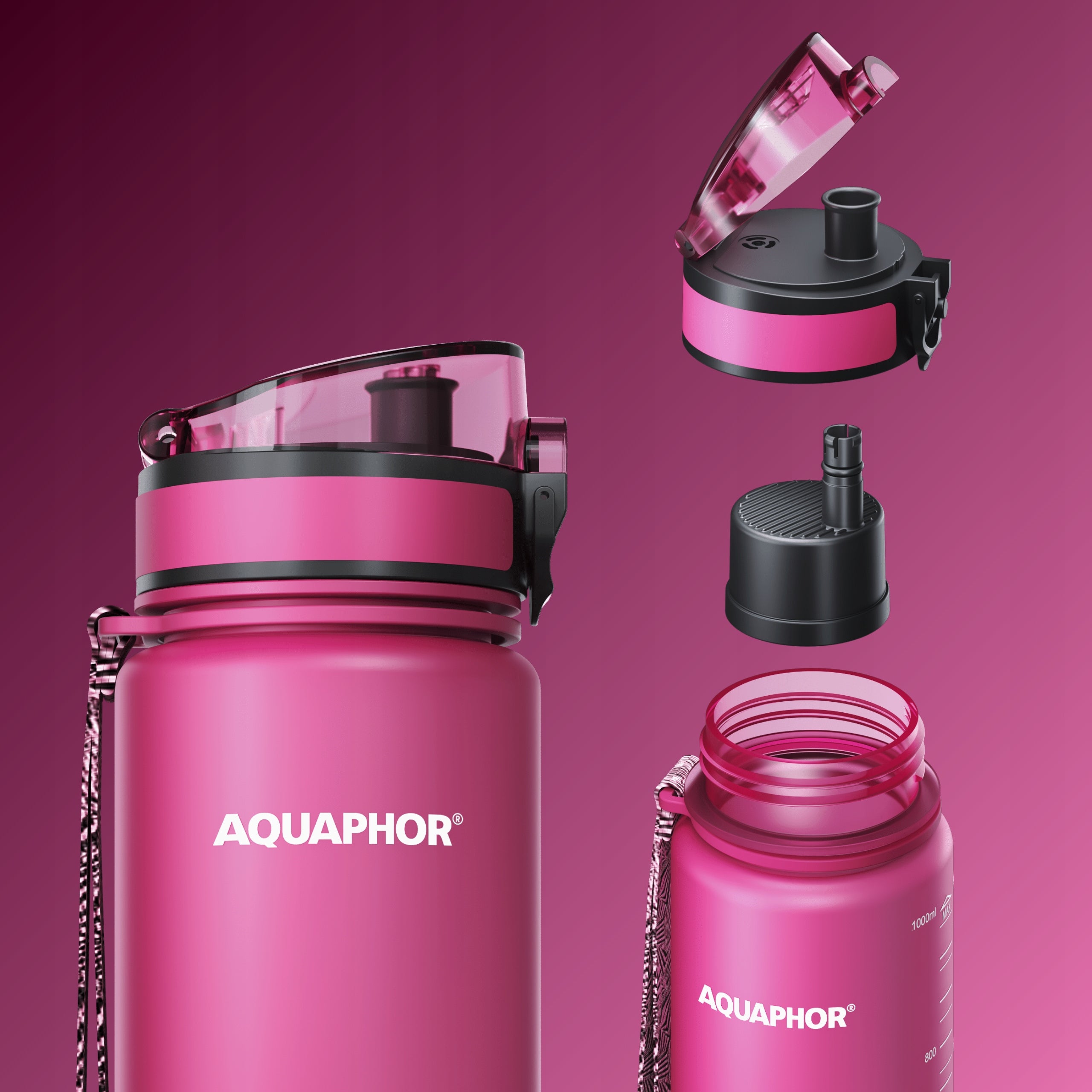 Filter bottle Aquaphor City 1L Pink Water bottle + filter cartridge Manufacturer code City 1l