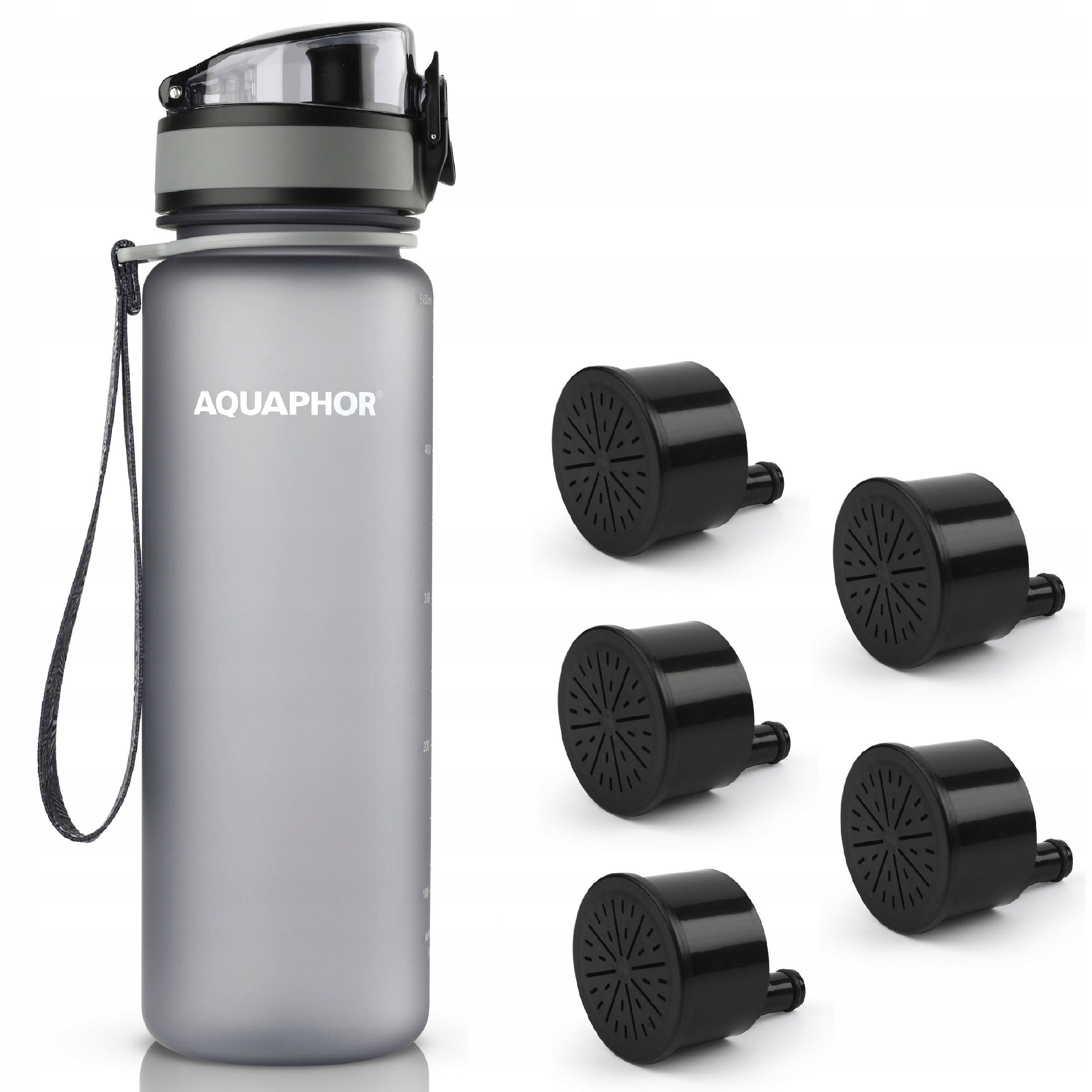 Filter bottle Bottle AQUAPHOR City 0,5L Grey set of 5 cartridges Brand Aquaphor
