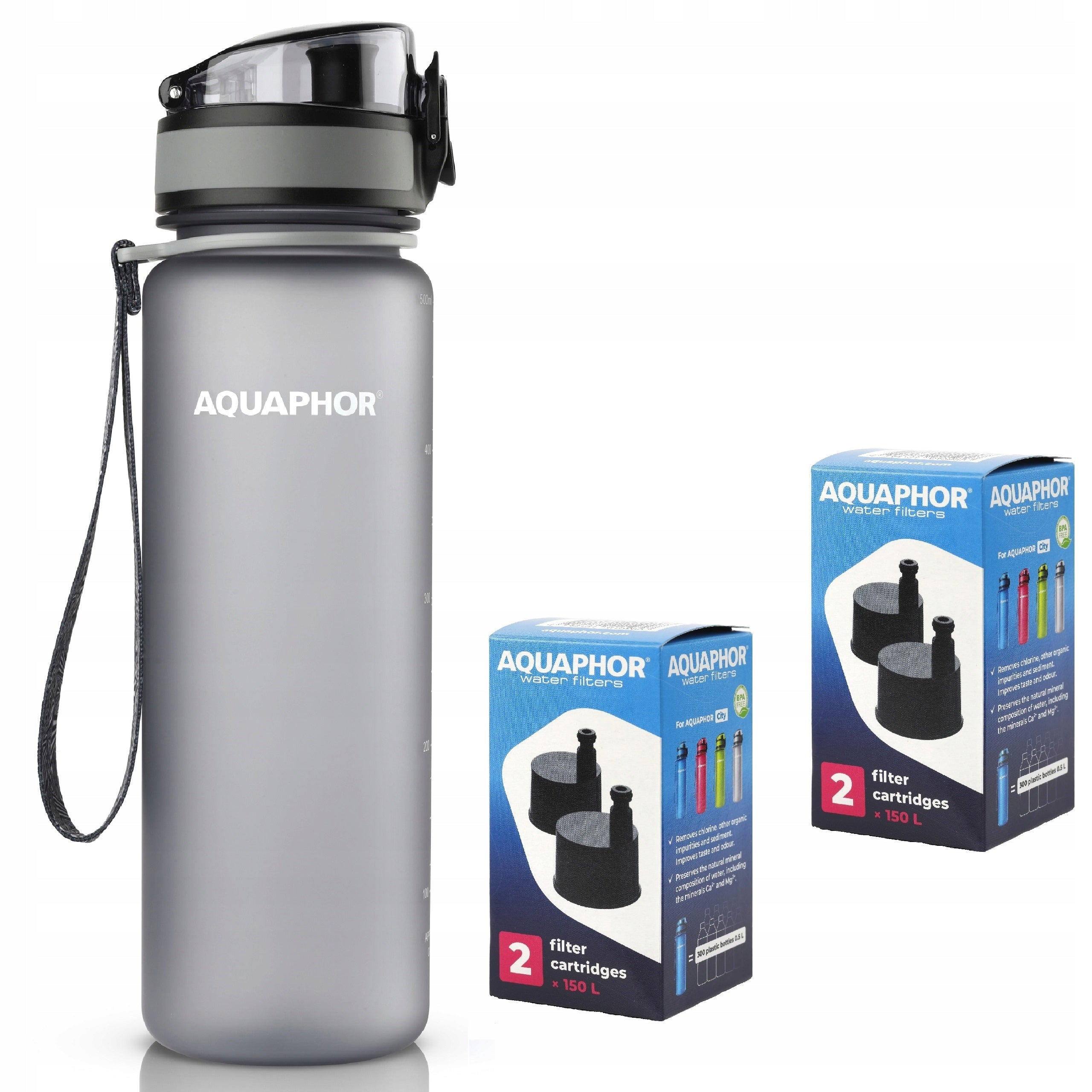 Filter bottle Bottle AQUAPHOR City 0,5L Grey set of 5 cartridges EAN (GTIN) 5904121130583