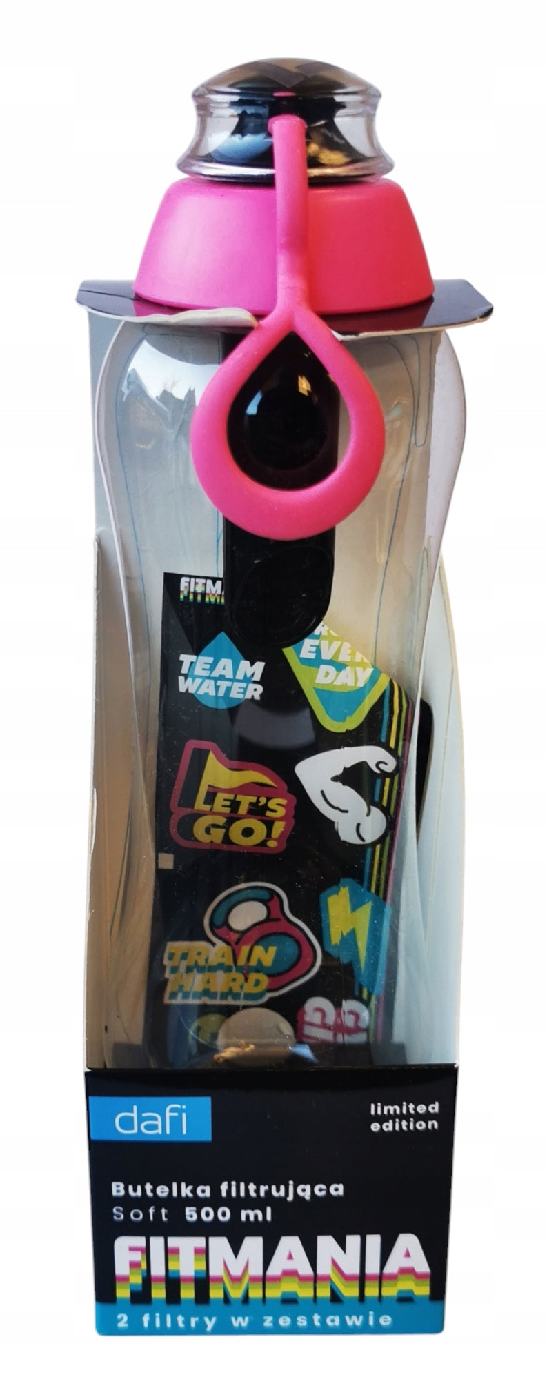 Filter bottle DAFI 0,5 FITMANIA pink-black 2 filters FOR GYM