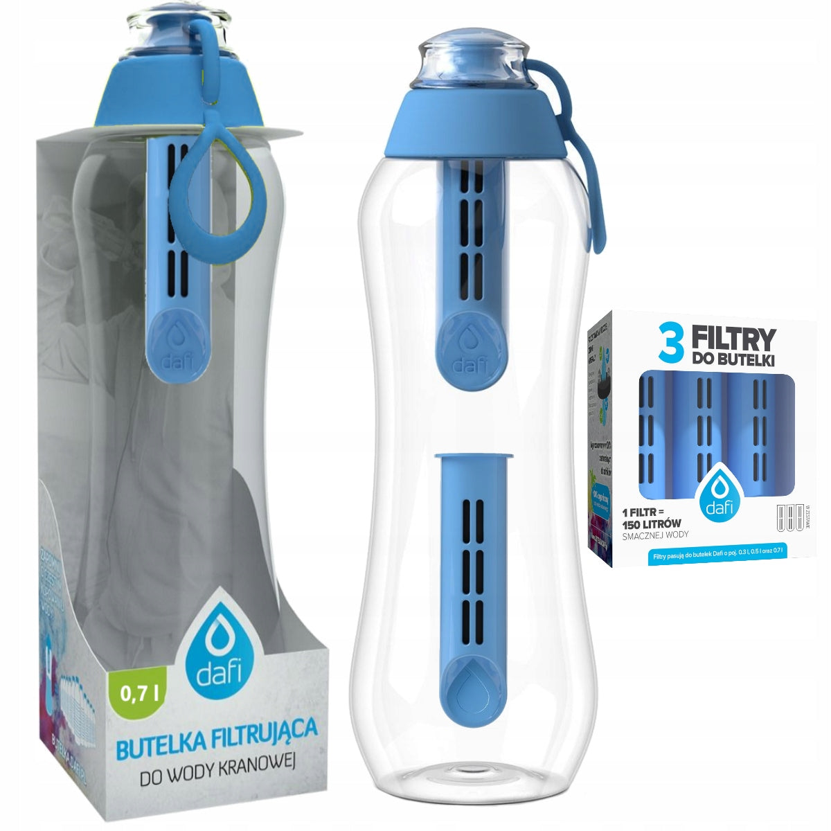 Filter bottle Dafi SOFT Sapphire 0,7l with 5 carbon filters Dafi