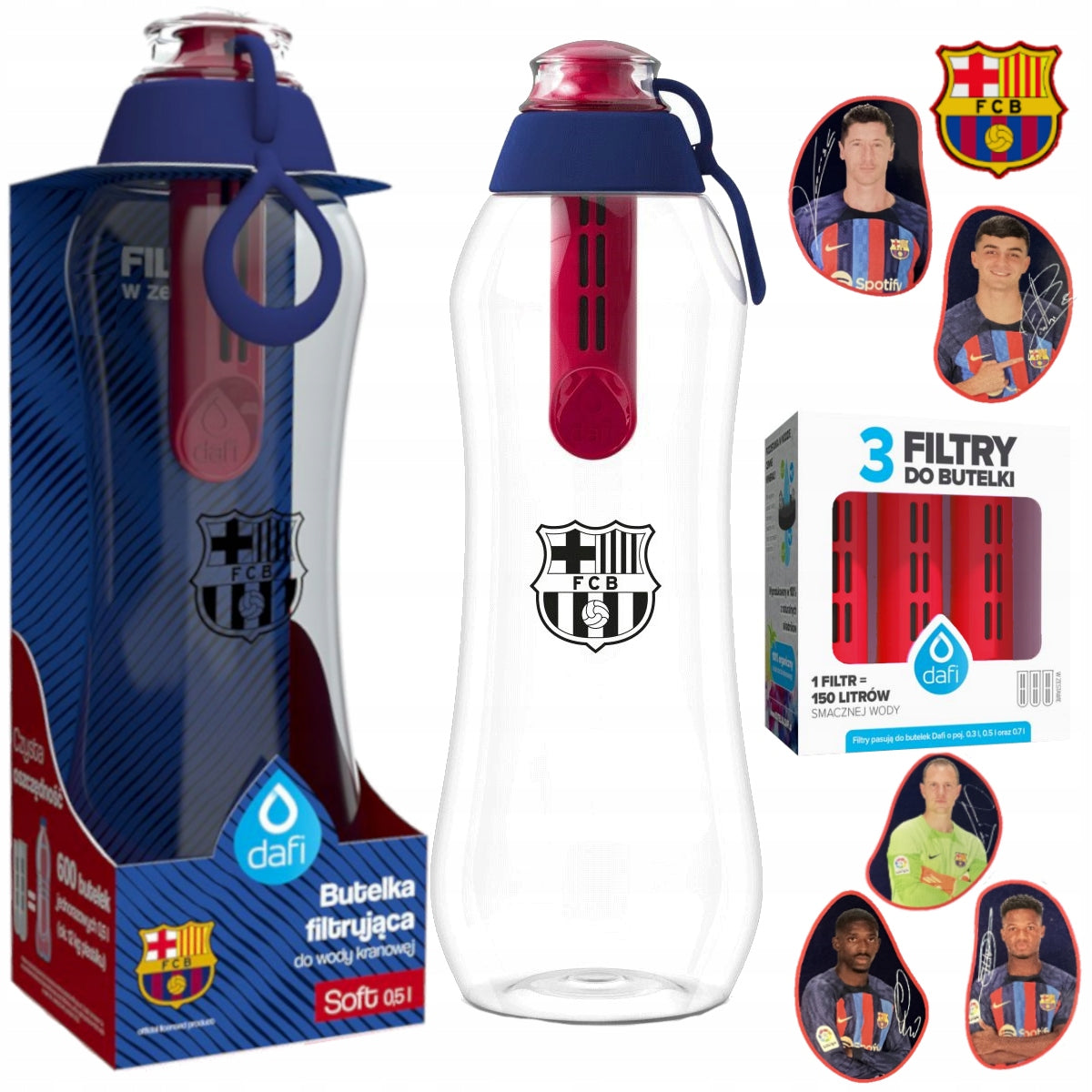Filter bottle Dafi Soft FC Barcelona Lewandowski 0,5l + 3 filters