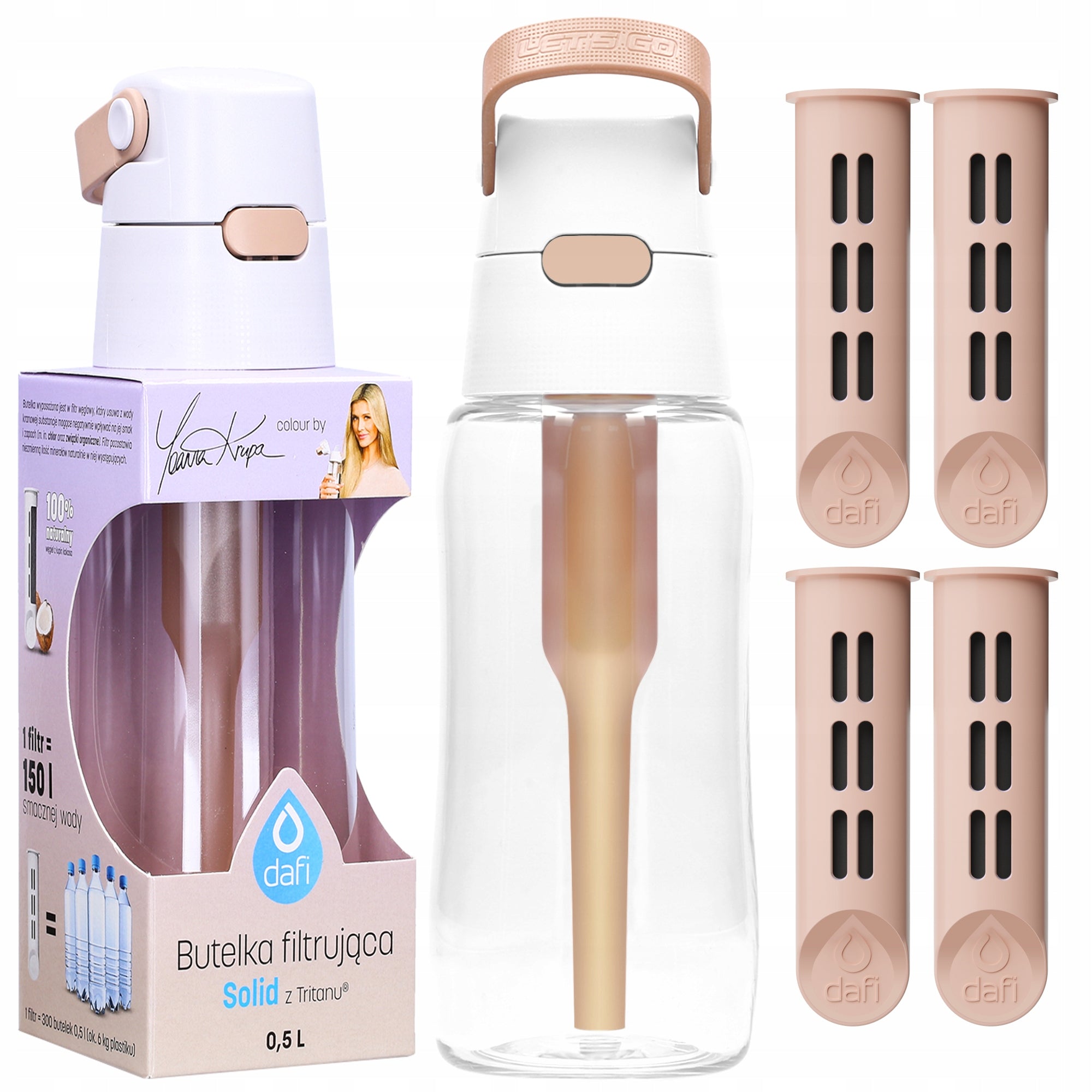 Filter bottle Dafi Solid cappuccino 0,5L + 4x filter cartridge for bottle