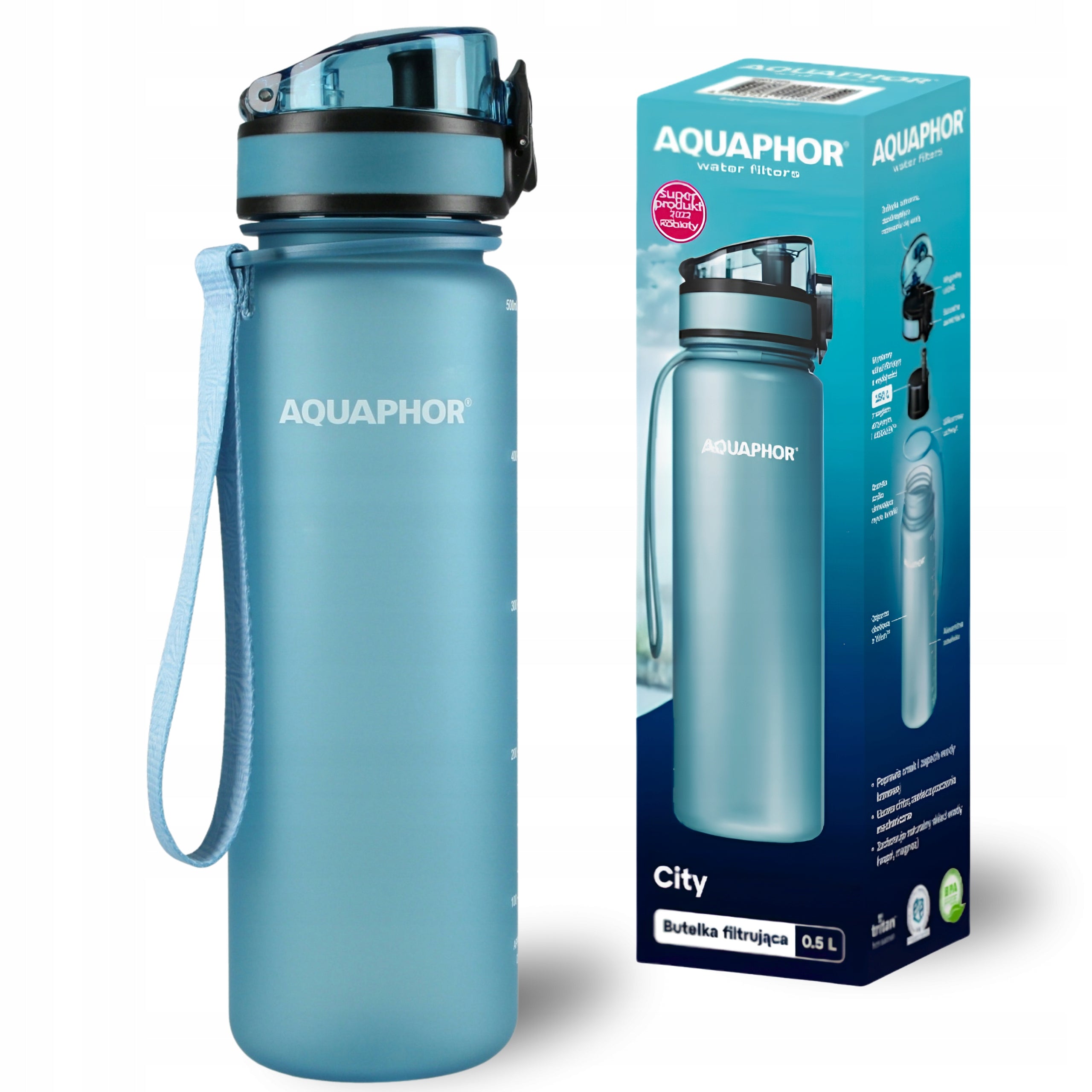 Filter bottle Water bottle Aquaphor City Blue 0,5L for school Packaging status original