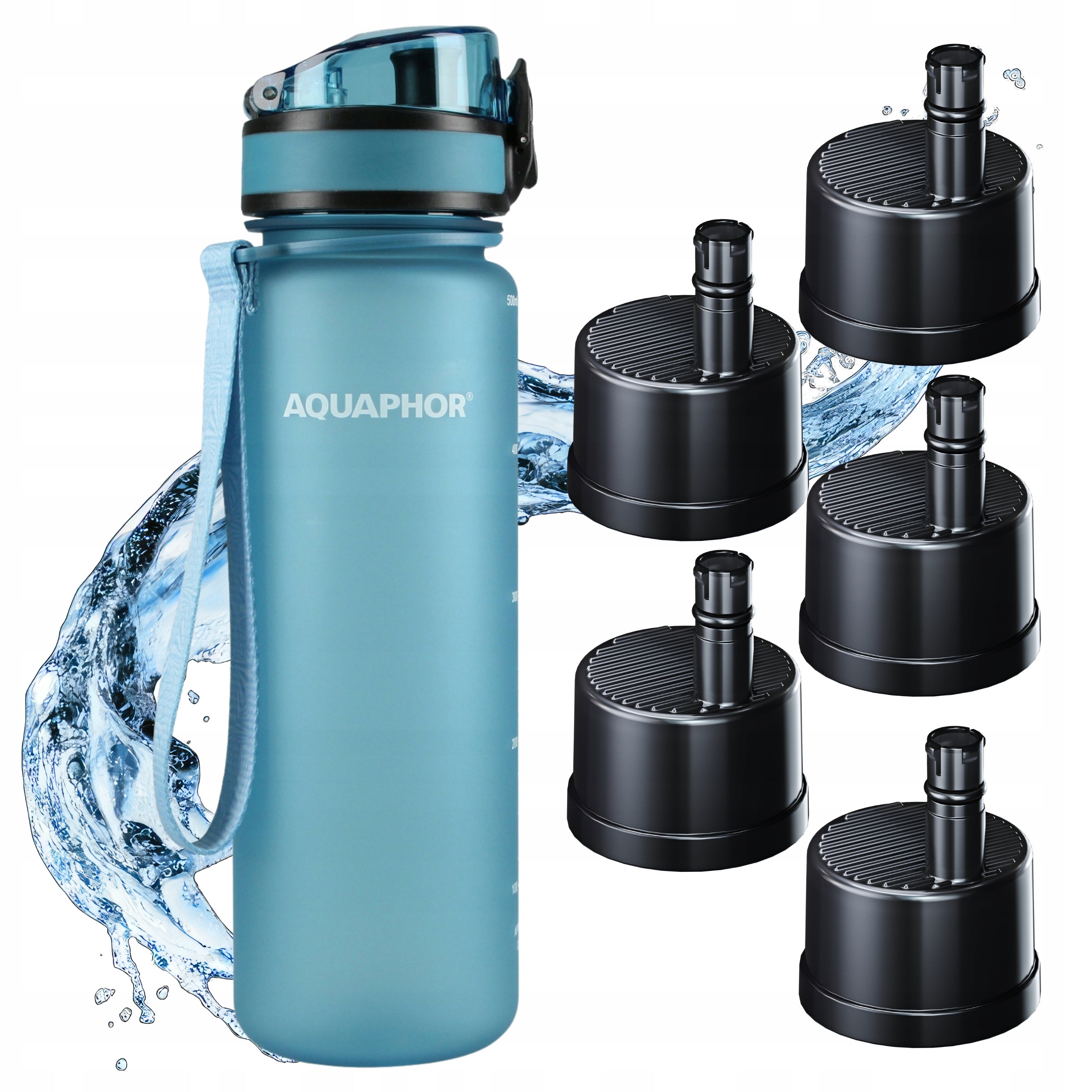 Filter bottle Water bottle Aquaphor City Blue 0,5L for school