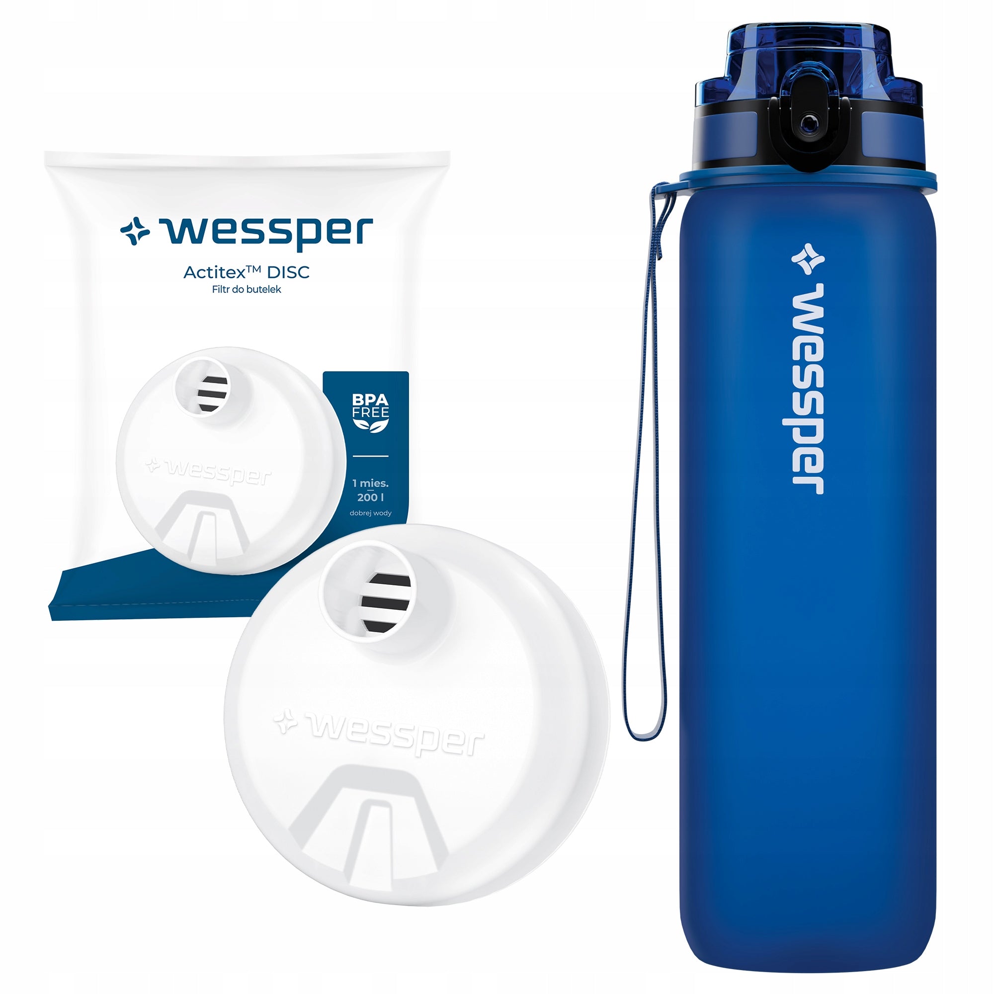 Filter bottle Wessper Actitex Tritan 0,5 l blue
