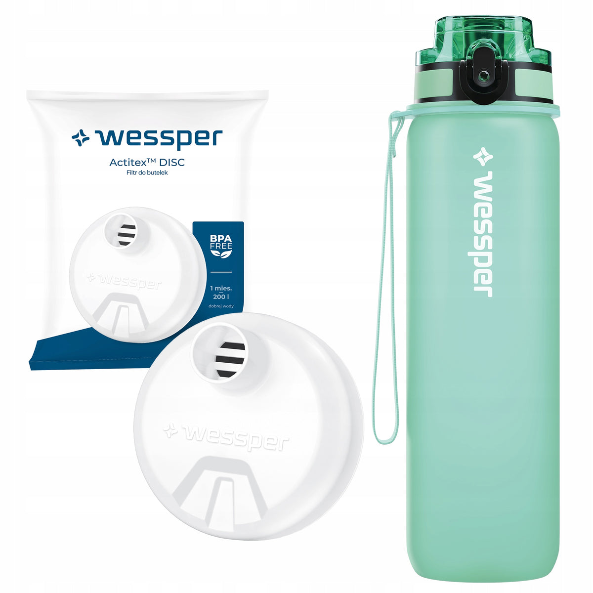 Filter bottle Wessper Actitex Tritan 0,5 l green