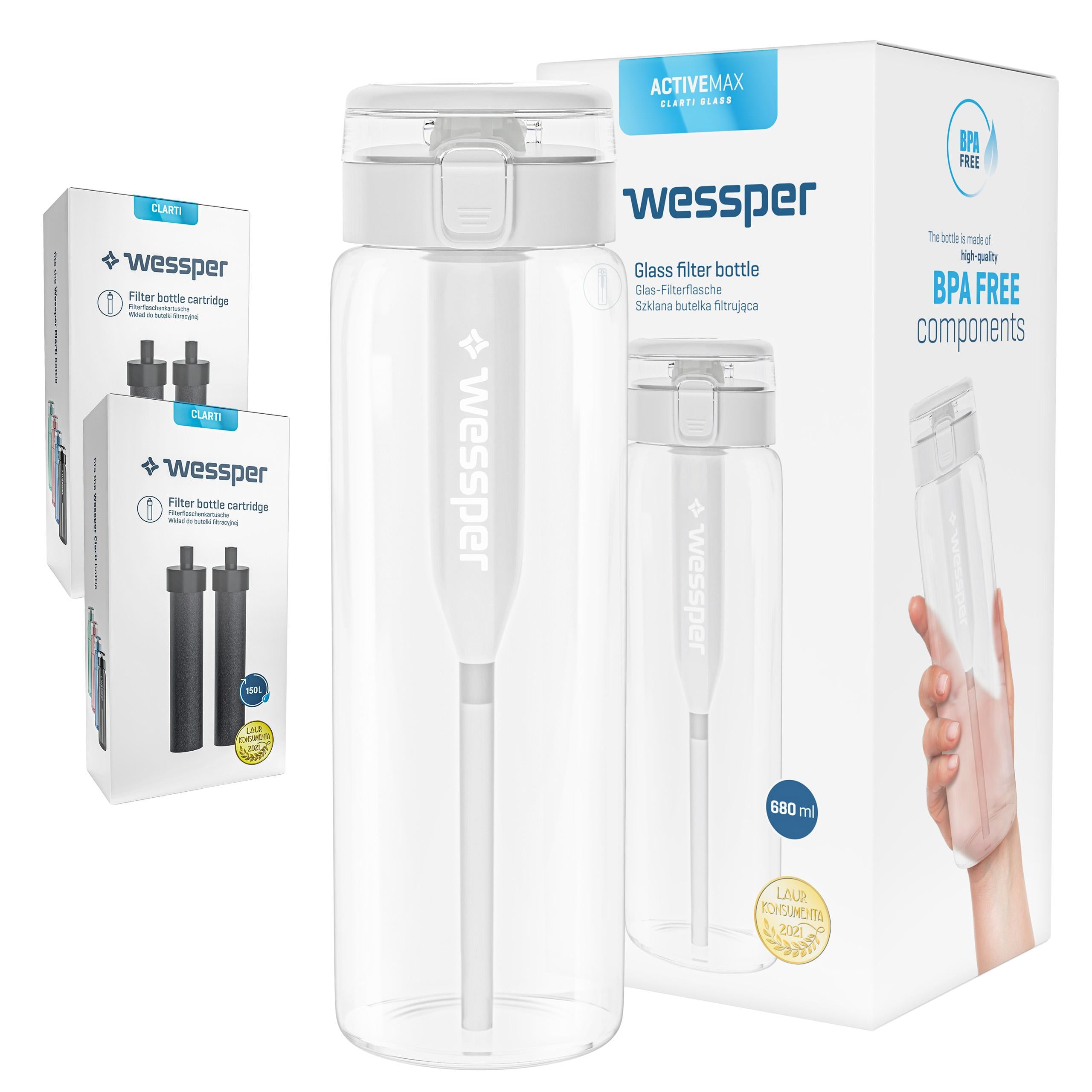 Filter bottle Wessper ActiveMax Clarti 0,68l transparent + 5x Filter