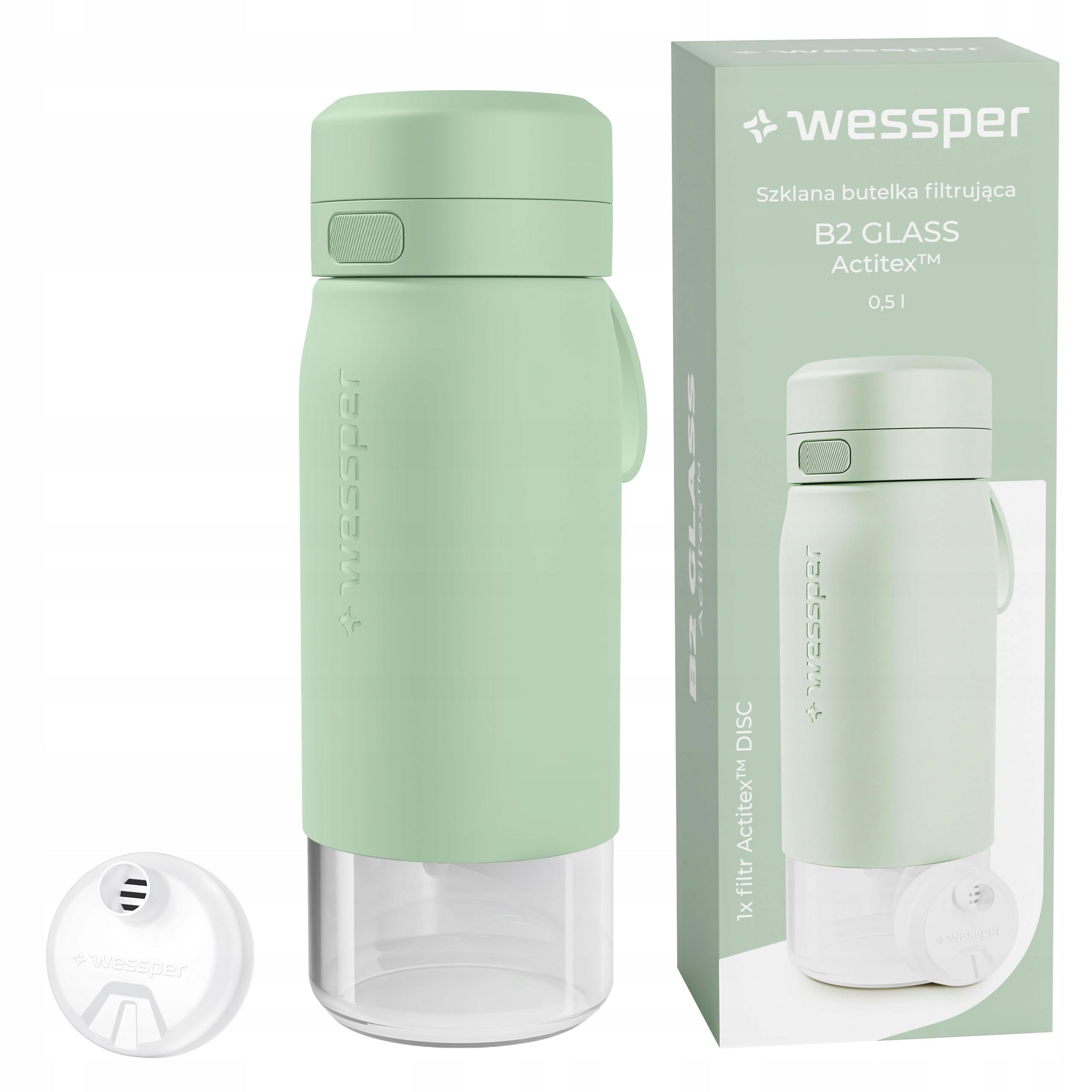 Filter bottle glass water bottle with filter WESSPER B2 ACTITEX 500ml