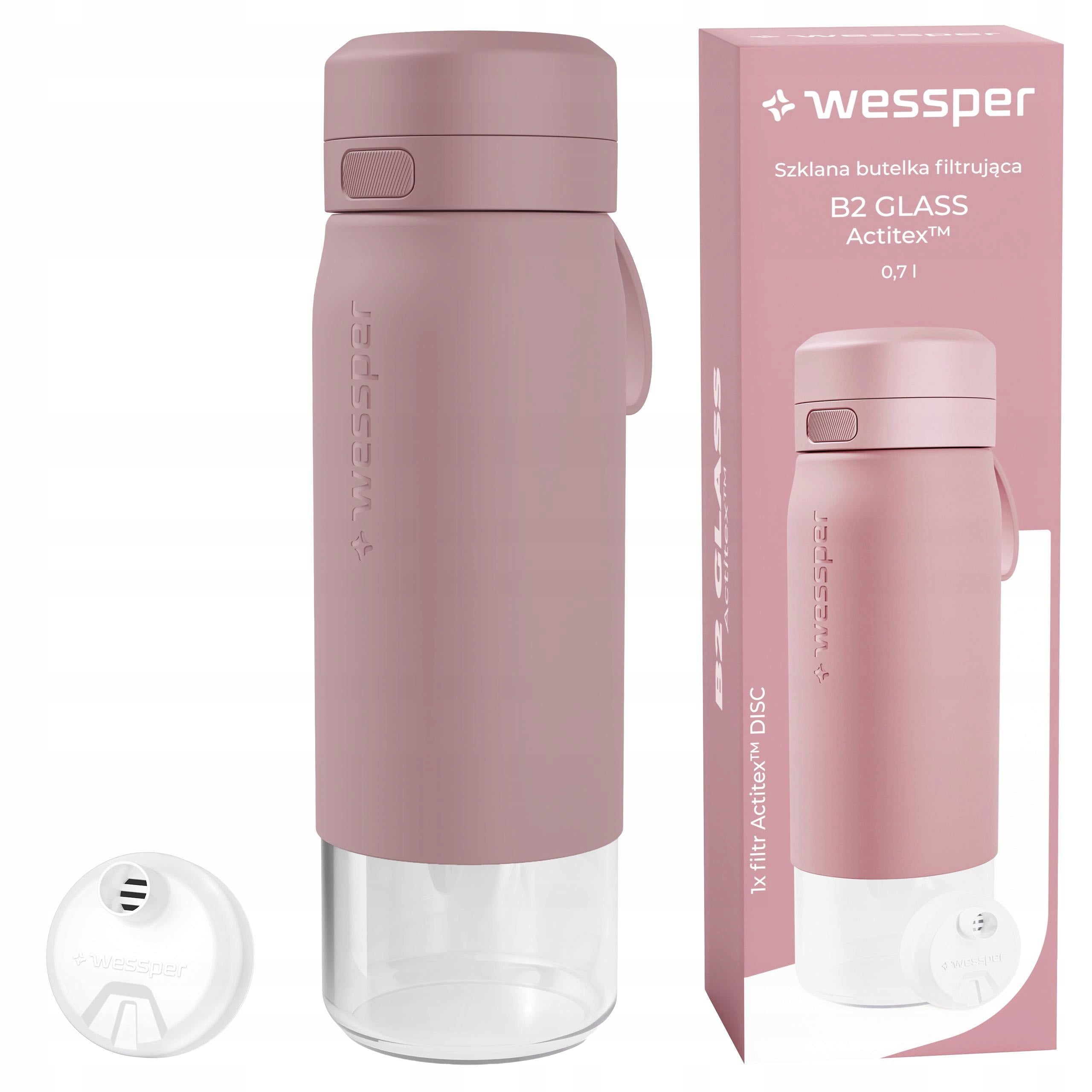 Filter bottle glass water bottle with filter WESSPER B2 ACTITEX 700ml