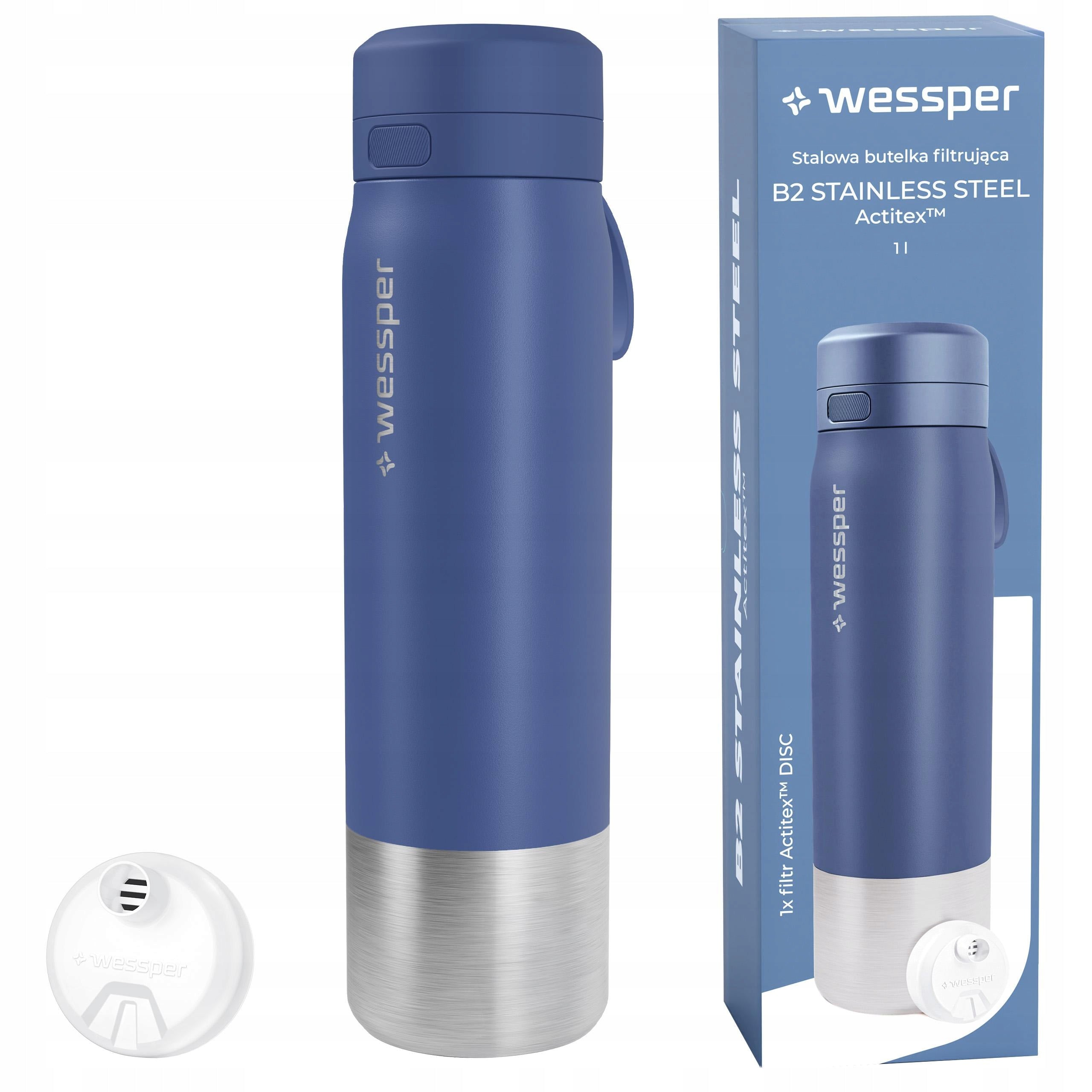 Filter bottle steel water bottle with filter WESSPER B2 ACTITEX 1l