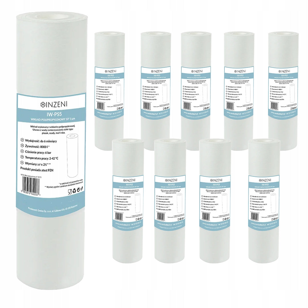 Filter foam cartridge 10 pcs INZENI IW-PS5 polypropylene 5 microns Brand Inzeni