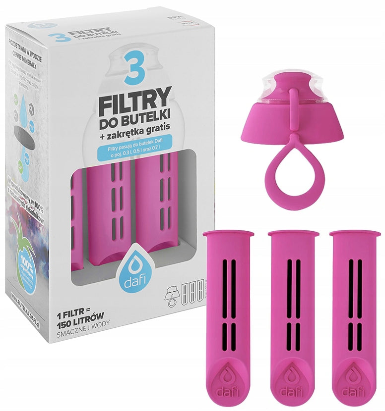 Filter for bottle DAFI (3pcs) + cap PINK