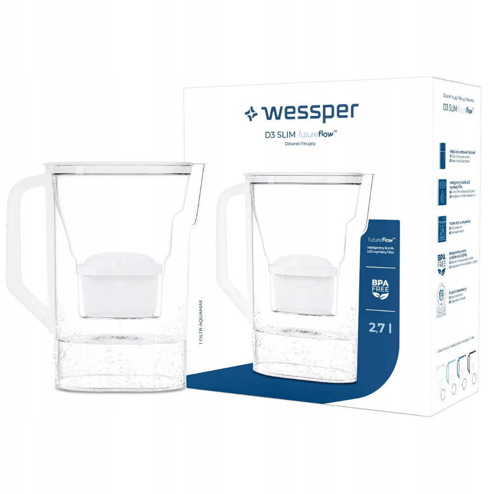 Filter jug 2,7l WESSPER D3 SLIM futureflow White + CARTRIDGE
