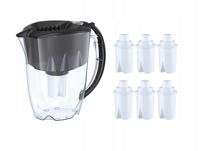 Filter jug Aquaphor 2,8l with counter + 6 inserts Standard B15, black
