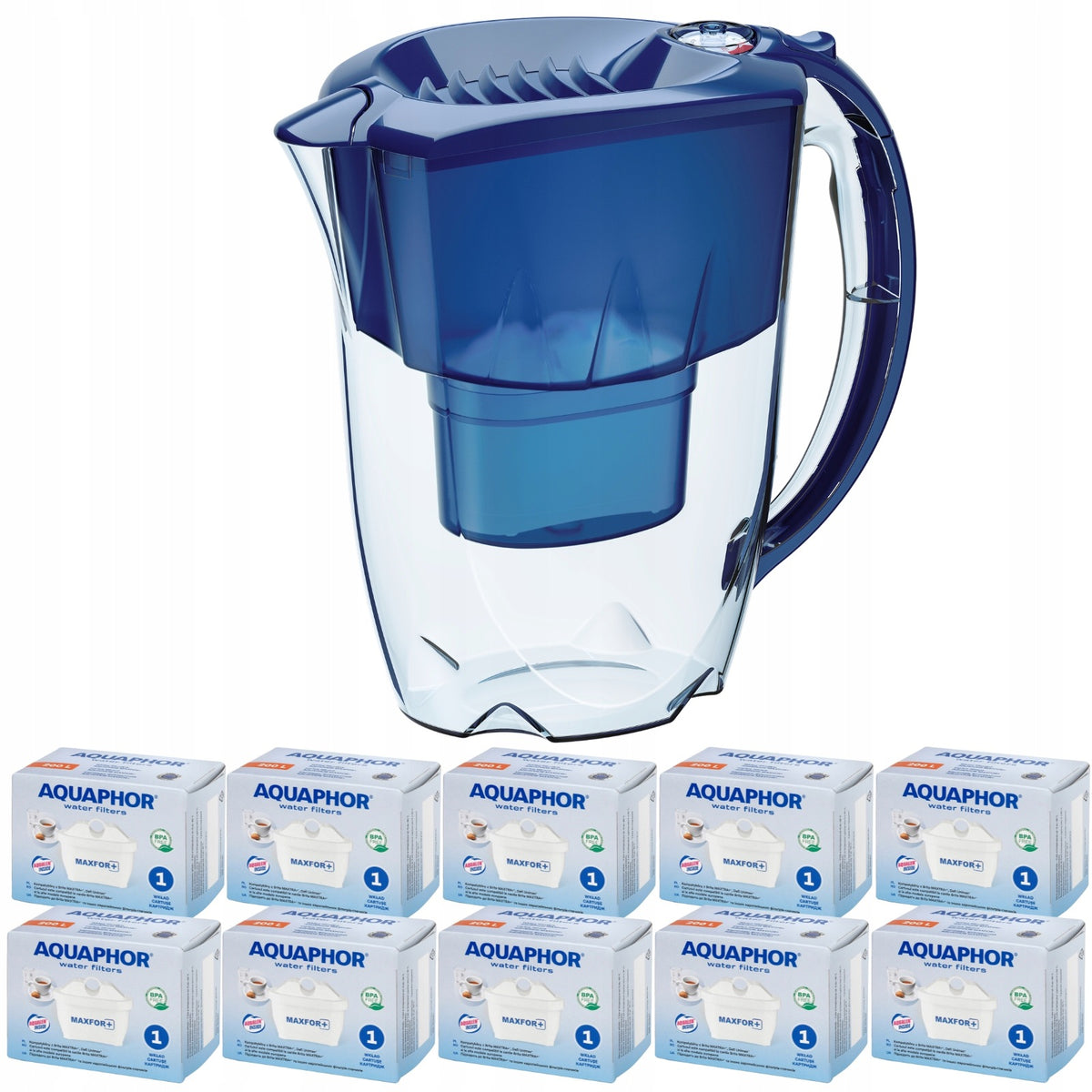 Filter jug Aquaphor Amethyst 2,8 l navy blue with 10 Maxfor inserts