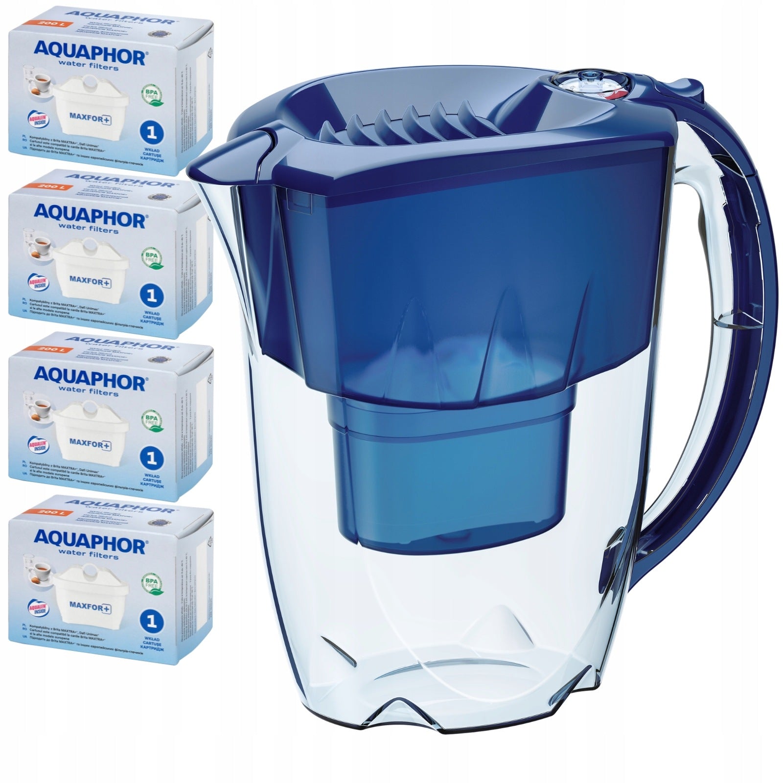 Filter jug Aquaphor Amethyst 2,8 l navy blue with 4 Maxfor inserts