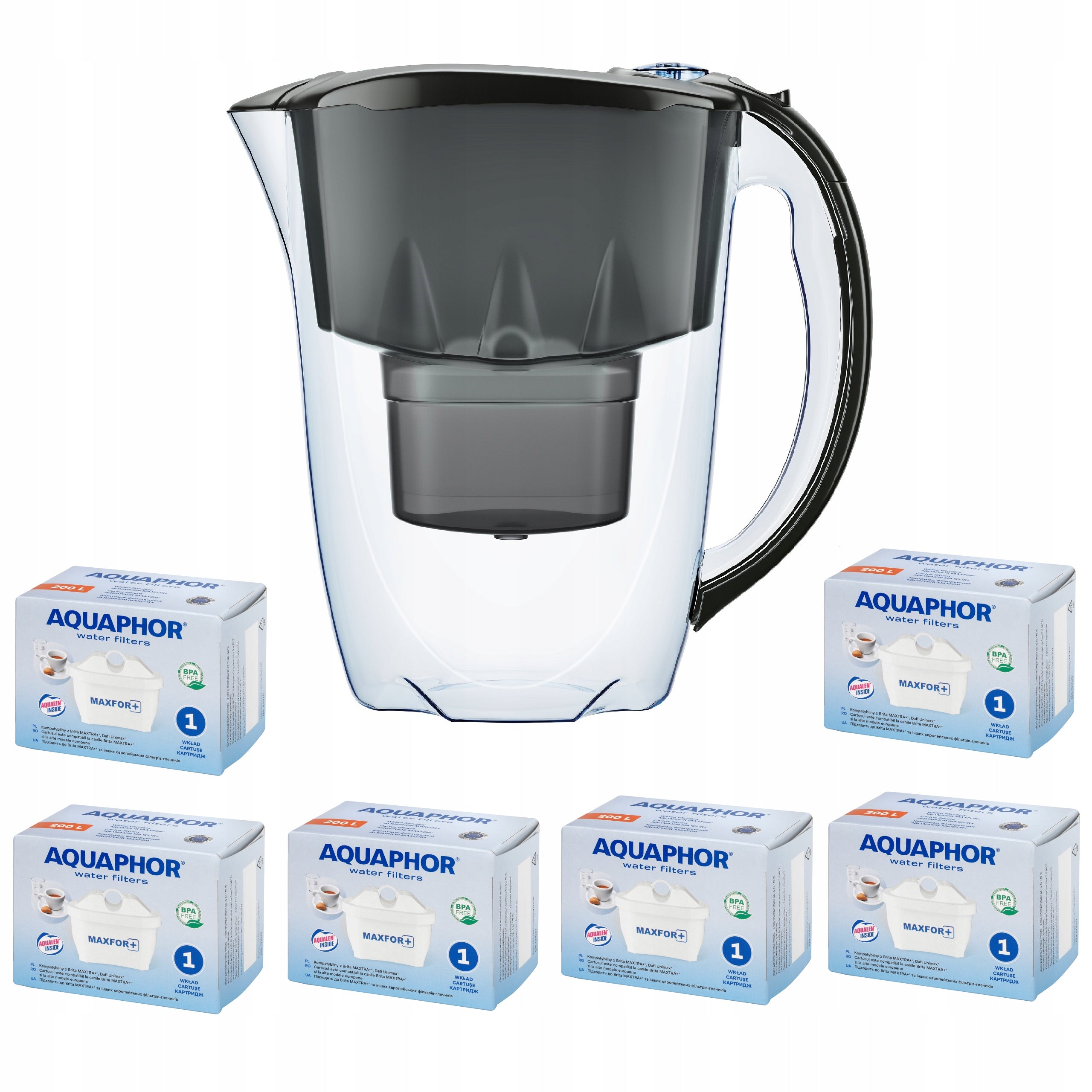 Filter jug Aquaphor Amethyst Black Set of 6 filter cartridges