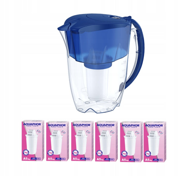 Filter jug Aquaphor Arctic 2,8 l with 6 cartridges A5 Mg - navy blue