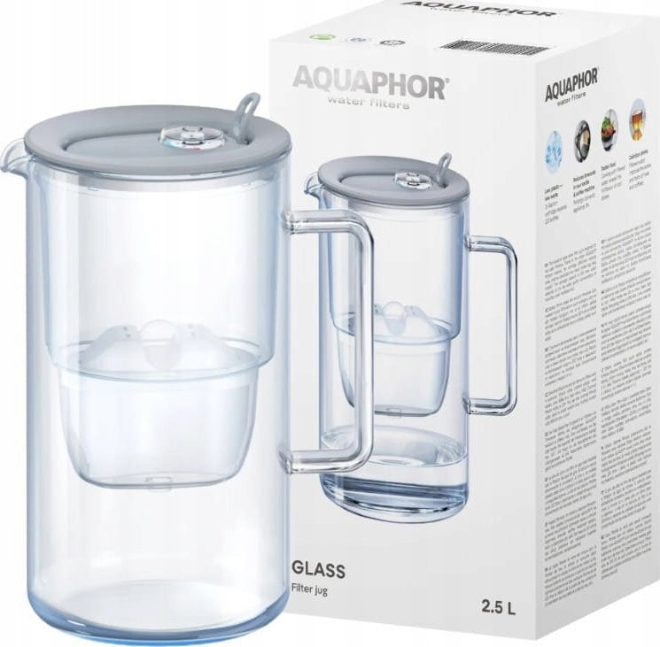 Filter jug Aquaphor Glass 2,5l Grey + 1 Maxfor Plus Mg cartridge