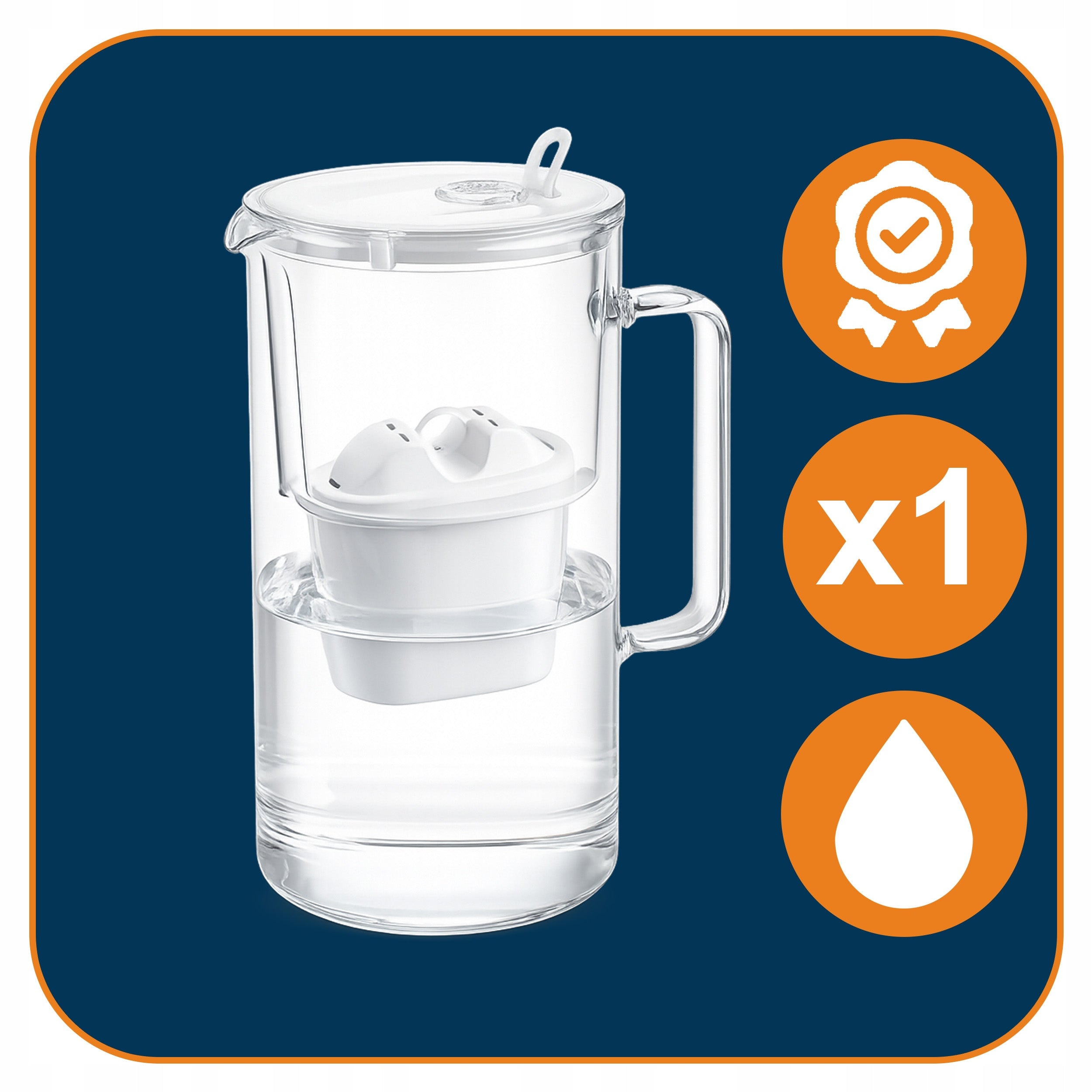 Filter jug Aquaphor Glass 2,5l with Maxfor cartridge + White Manufacturer code szklany Maxfor+ MG