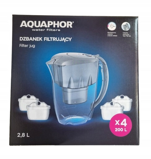 Filter jug Aquaphor Jasper 2,8 l silver/grey + 4 filters Maxfor+