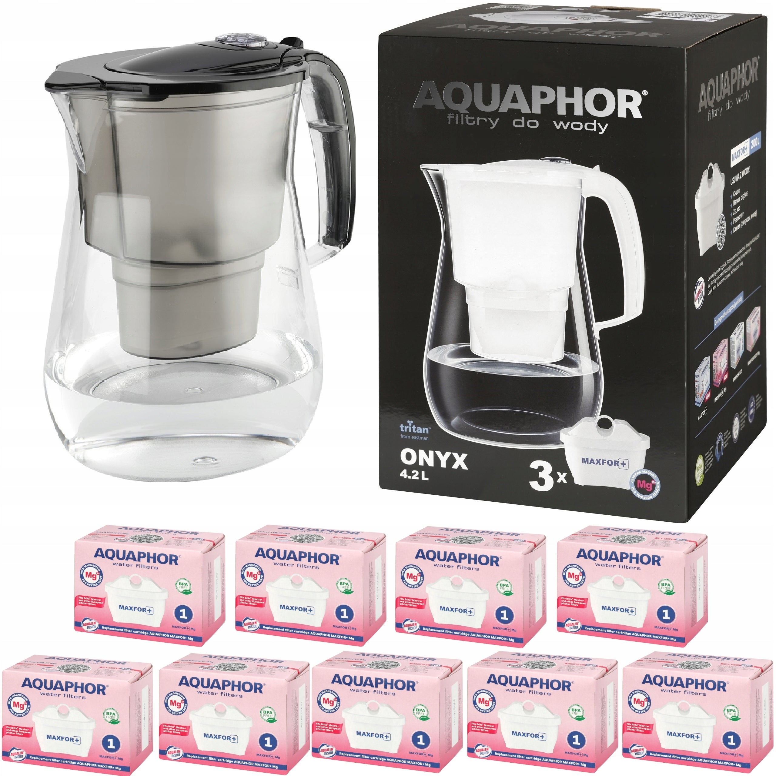 Filter jug Aquaphor Onyx 4,2 +9 cartridges Mg.