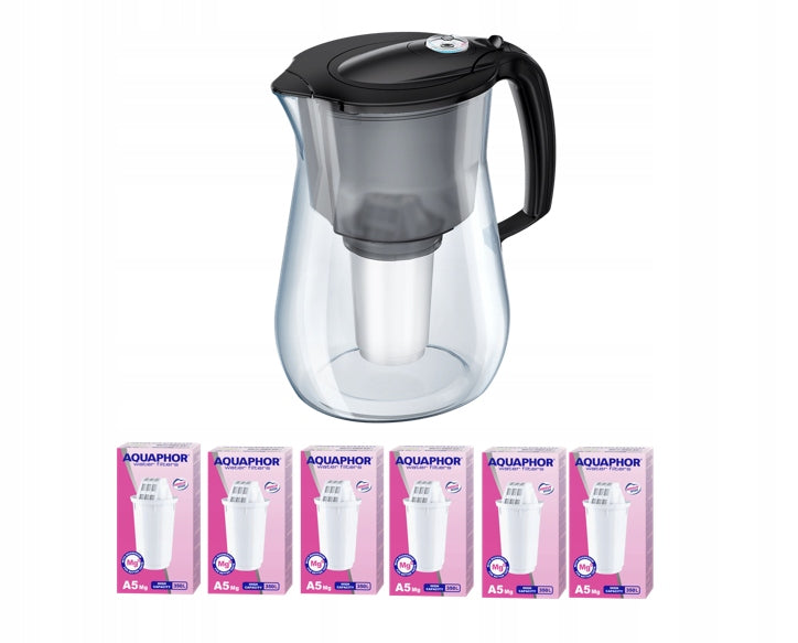 Filter jug Aquaphor Provance 4,2 l with 6 cartridges A5 Mg - black