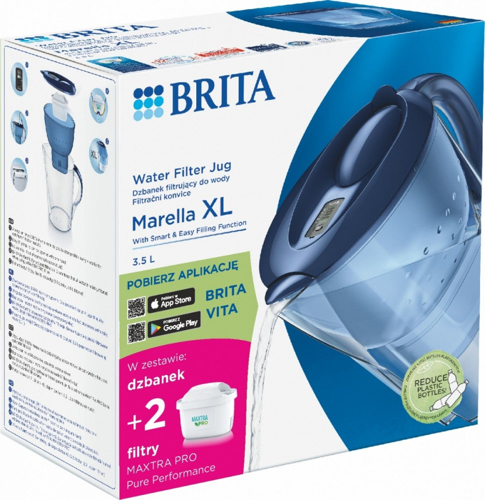 Filter jug Brita Marella XL blue + 2 filter cartridges Manufacturer code Marella XL + 2 wk?ady niebieska
