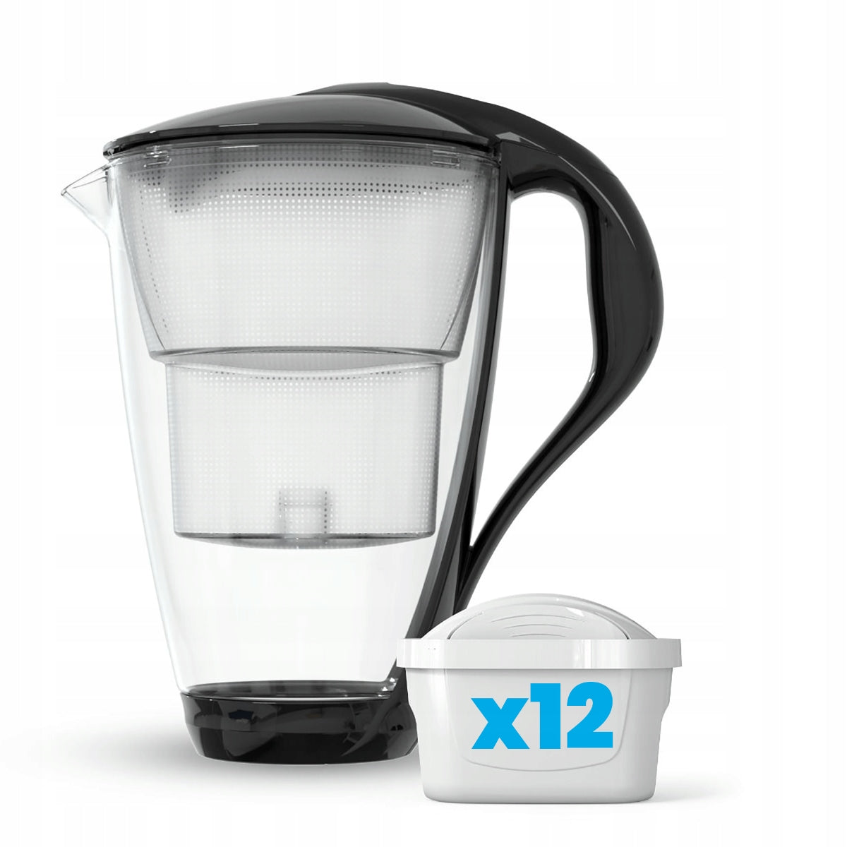 Filter jug Dafi Crystal 2 l black + 12 Unimax filters Manufacturer code D.FO.DAFI.SZKLANY.LED.UM.CZARNY.P-12