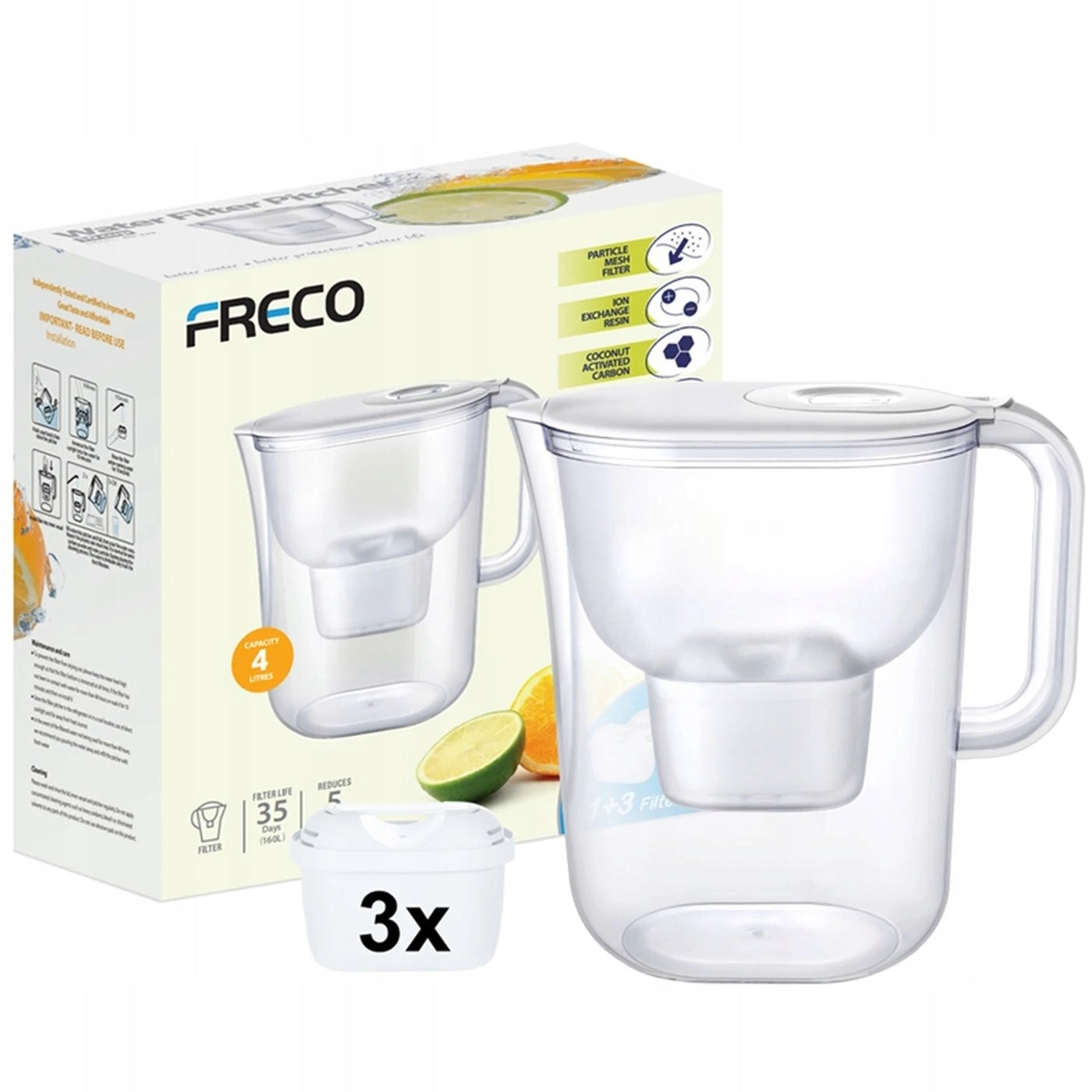 Filter jug Freco by Bluetech 4 l | LCD Timer | 3 Filters included