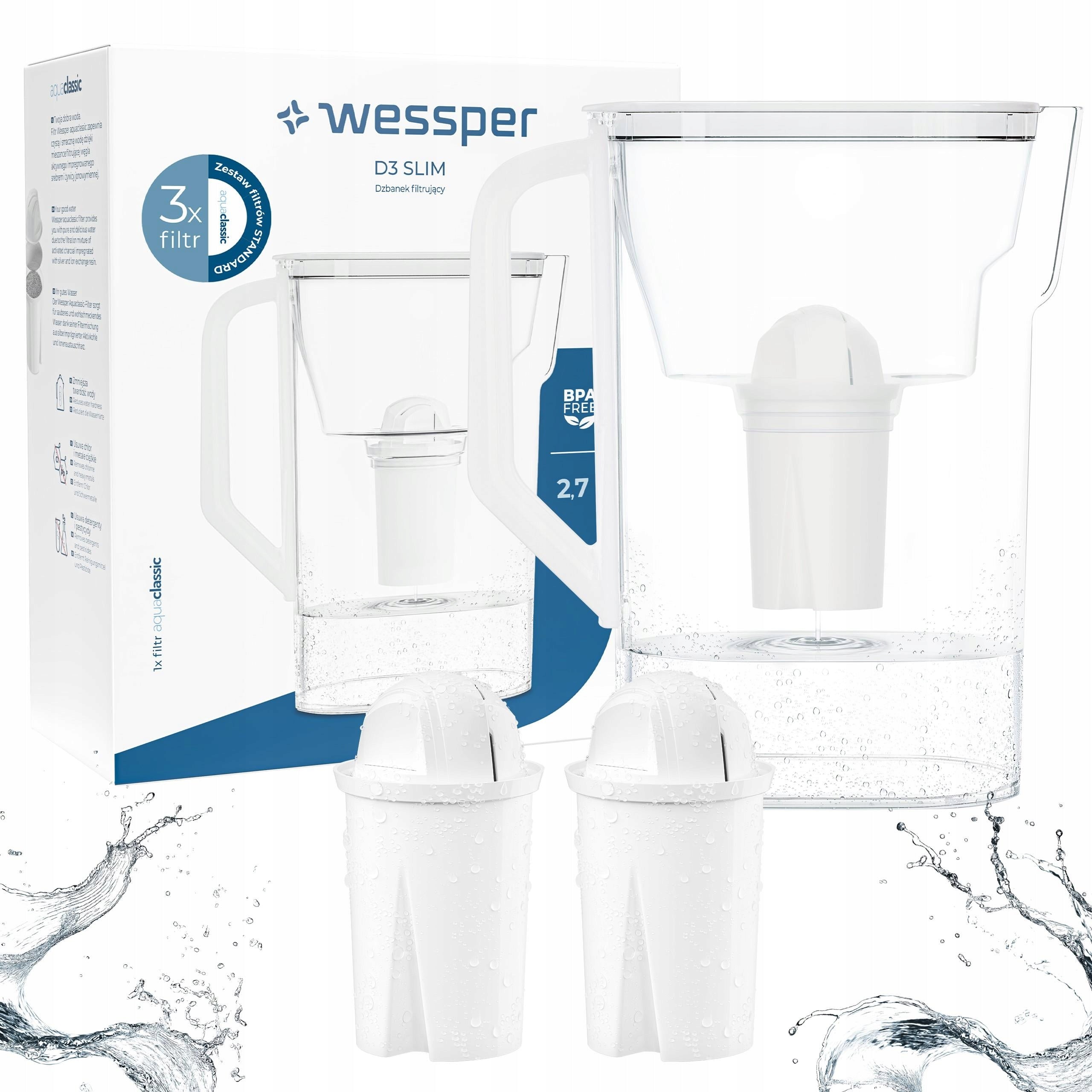 Filter jug for refrigerator Wessper 2,7l + 3x Water filter Wessper 77g