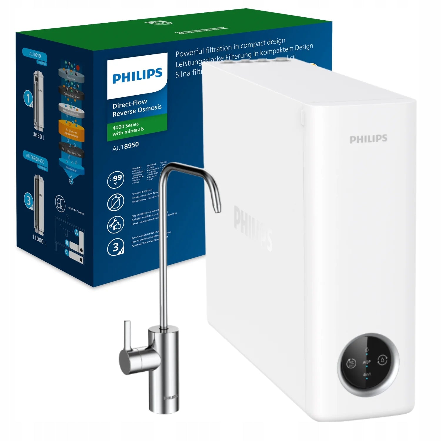 Filter tap for water Philips AUT8950/10 reverse osmosis 1,1L/min 400GPD