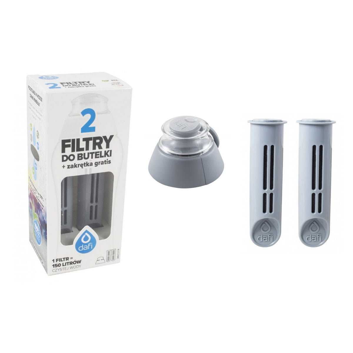 Filters Dafi for Solid Soft bottle 2 pcs + cap grey Manufacturer code Soft Solid x2 0,3 0,5 0,7L stalowy