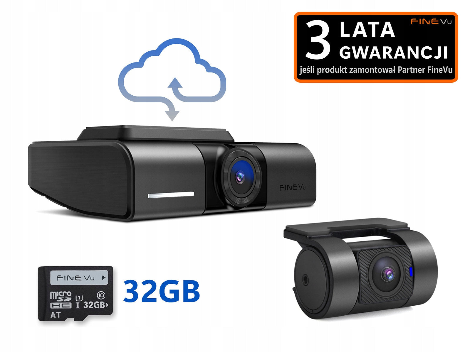 FineVu GX1000 CLOUD DVR 2xQHD WiFi GPS HDR Ai radar + 32GB card