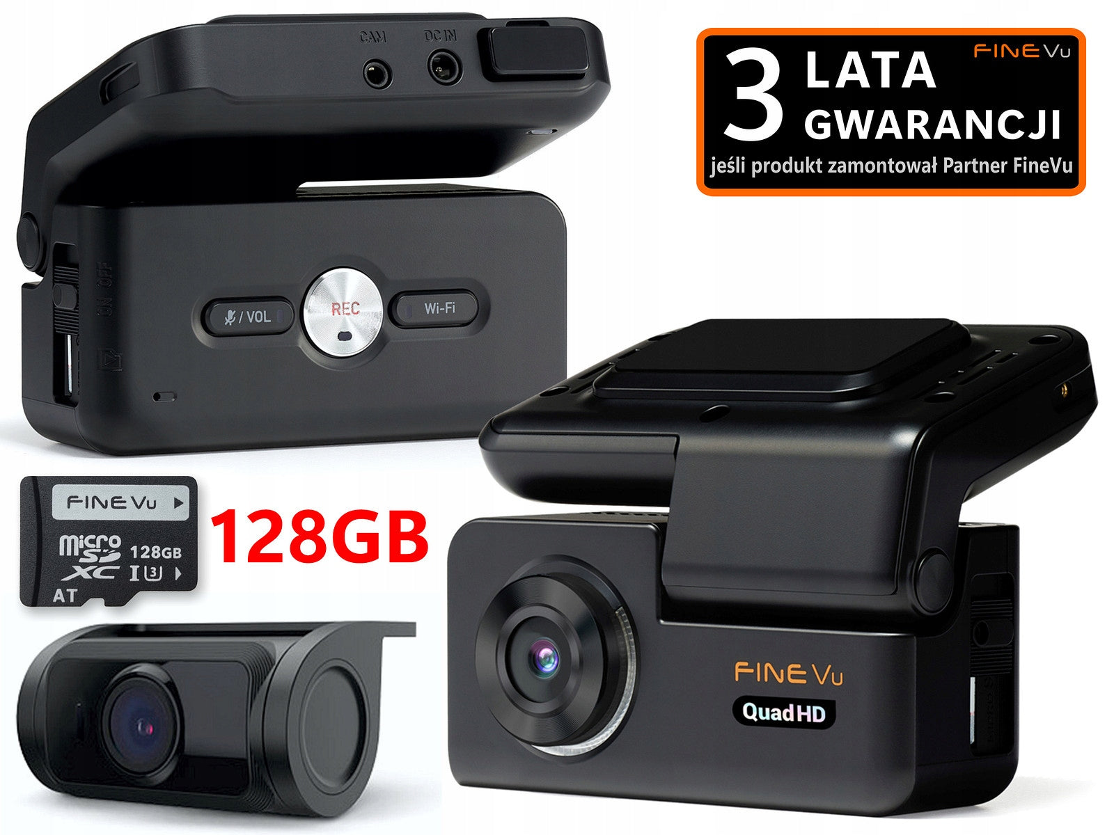 FineVu GX300 /128GB - DVR QHD+FHD WiFi GPS HDR ADAS speed cameras